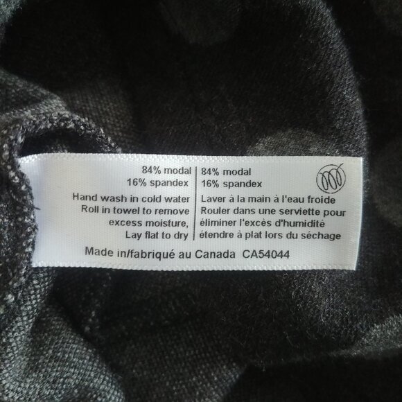 Miik made in Canada soft modal dress stretch mockneck black grey spots Small - Picture 7 of 11